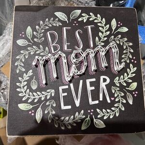 Primitives by Kathy White Decorative Sign Box "Best Mom Ever" Mother's Day